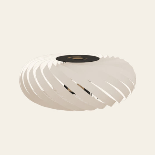 Spiralförmiger Lampenschirm aus Feinpapier — Cotton Beige, Ø 40 cm, Höhe 15 cm, Leuchtenkörper schwarz